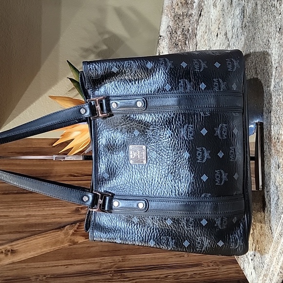 MCM Handbags - MCM Visetos EUC  Large Black Tote Bag